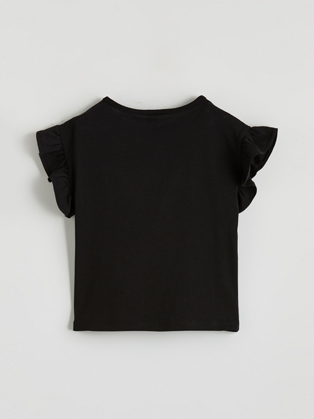 Siyah Bisiklet Yaka Kız Çocuk Tişört-2