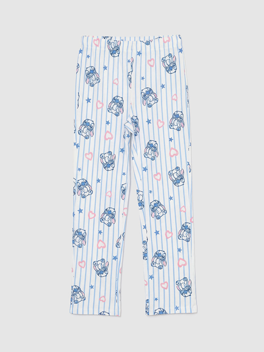 Mavi Stitch Baskılı Kız Çocuk Pijama Takım-3