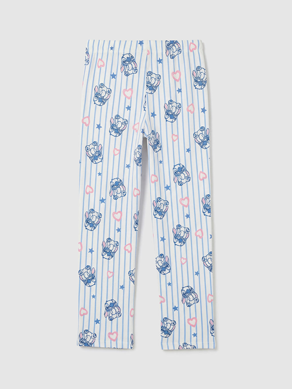 Mavi Stitch Baskılı Kız Çocuk Pijama Takım-4