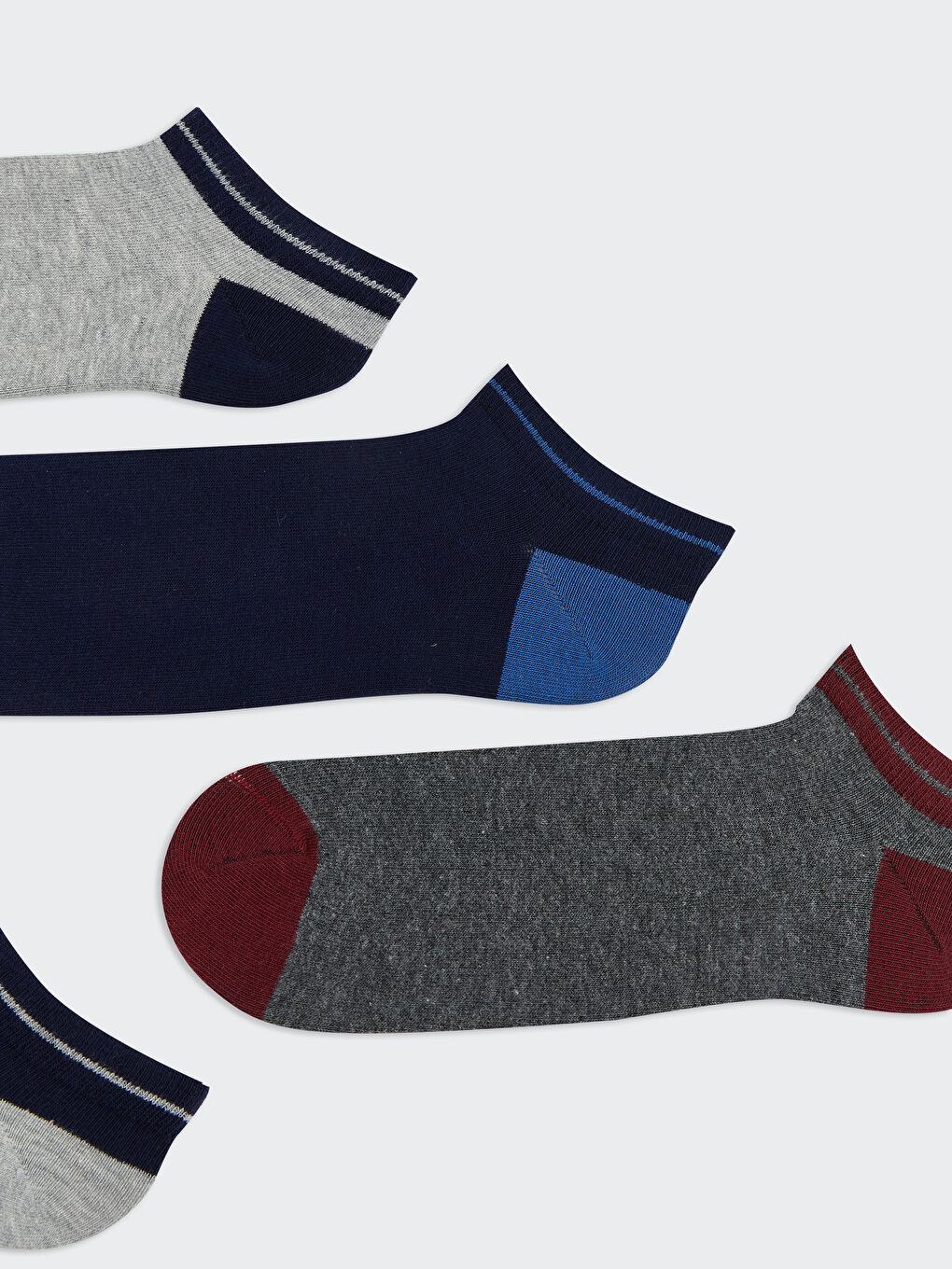Karışık Renk Bloklu Erkek Patik Çorap 5'li-1
