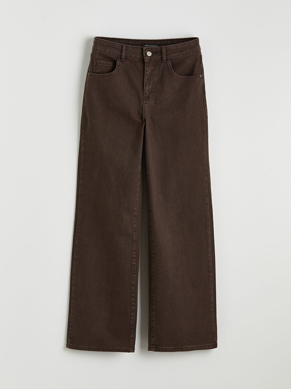 Kahverengi Yüksek Bel WideLeg Kadın Jean Pantolon