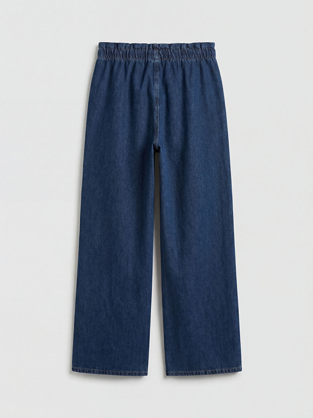 İndigo Beli Lastikli Wideleg Kadın Jean Pantolon-5