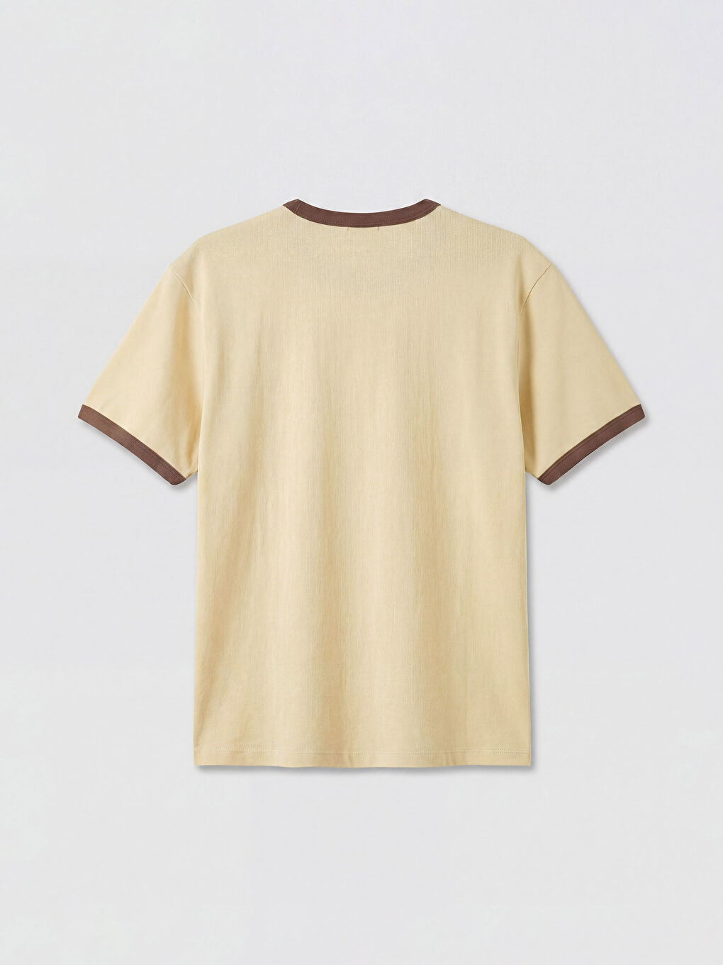 Bej Bisiklet Yaka Esnek Erkek Tişört-1