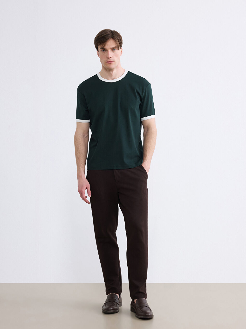 Мужская футболка с круглым вырезом и ребристой текстурой-1