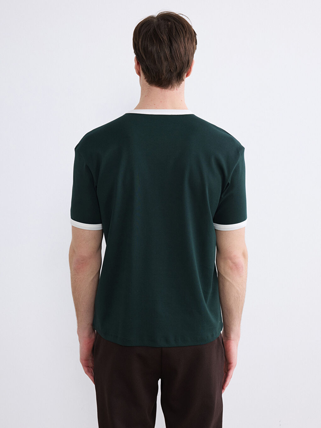 Мужская футболка с круглым вырезом и ребристой текстурой-3