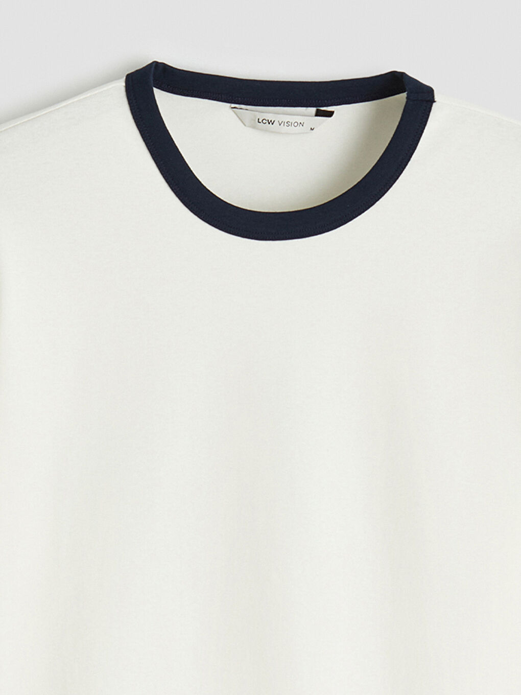 Ekru Bisiklet Yaka Ribanalı Erkek Tişört-5