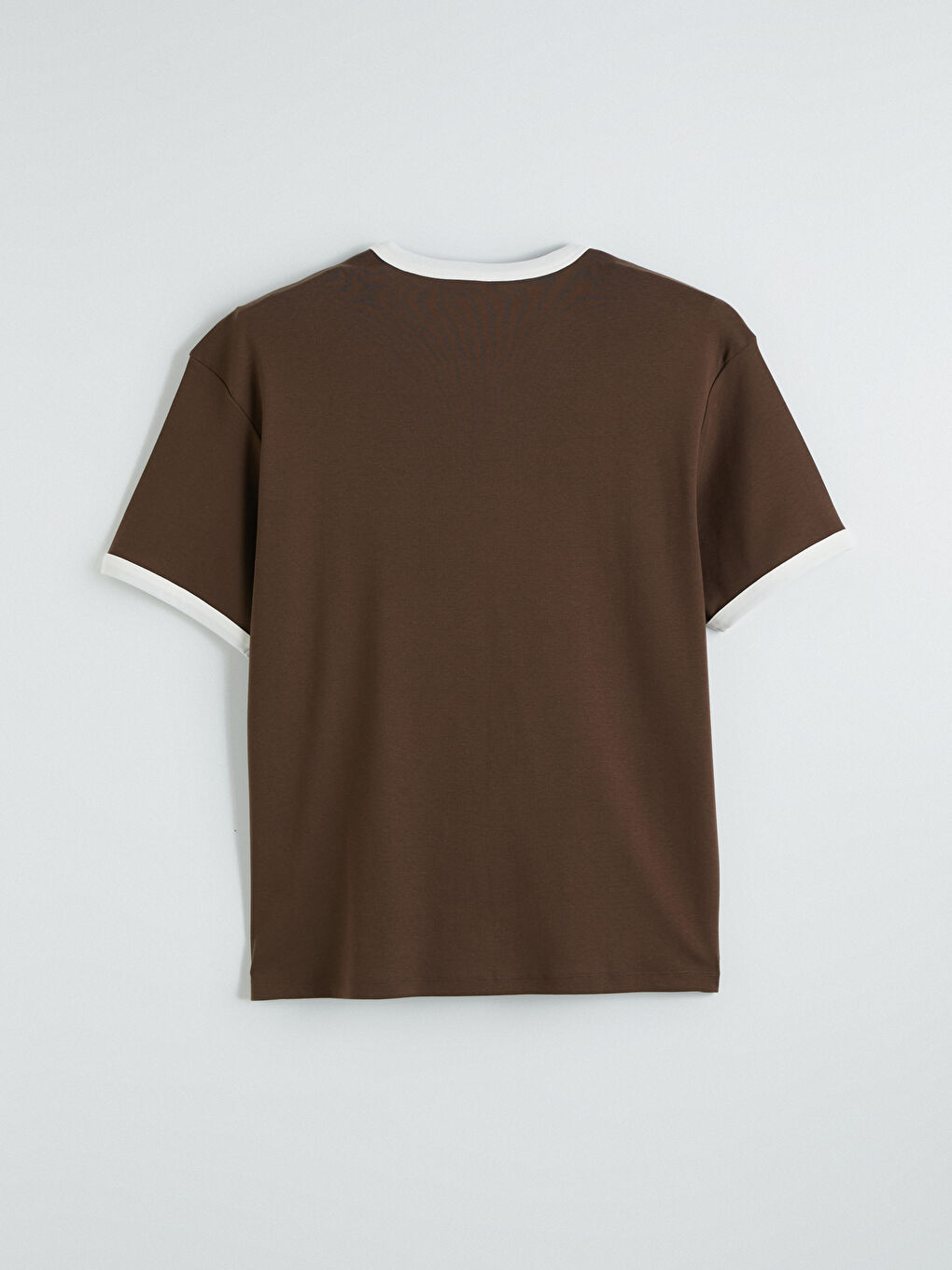 Kahverengi Bisiklet Yaka Ribanalı Erkek Tişört-2