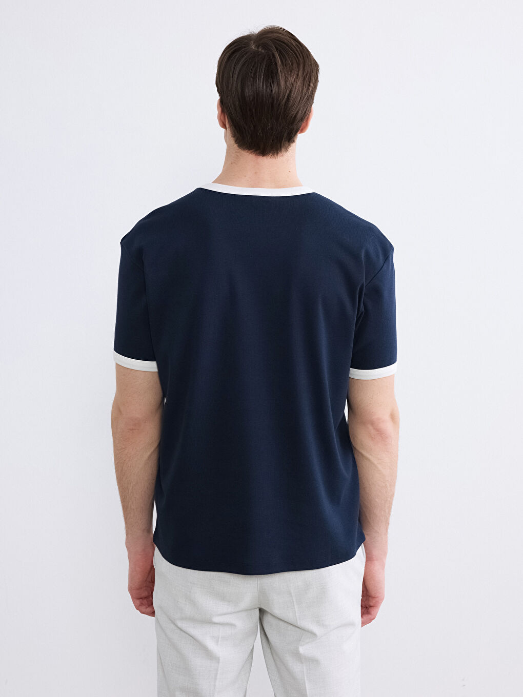 Мужская футболка с круглым вырезом и ребристой текстурой-3