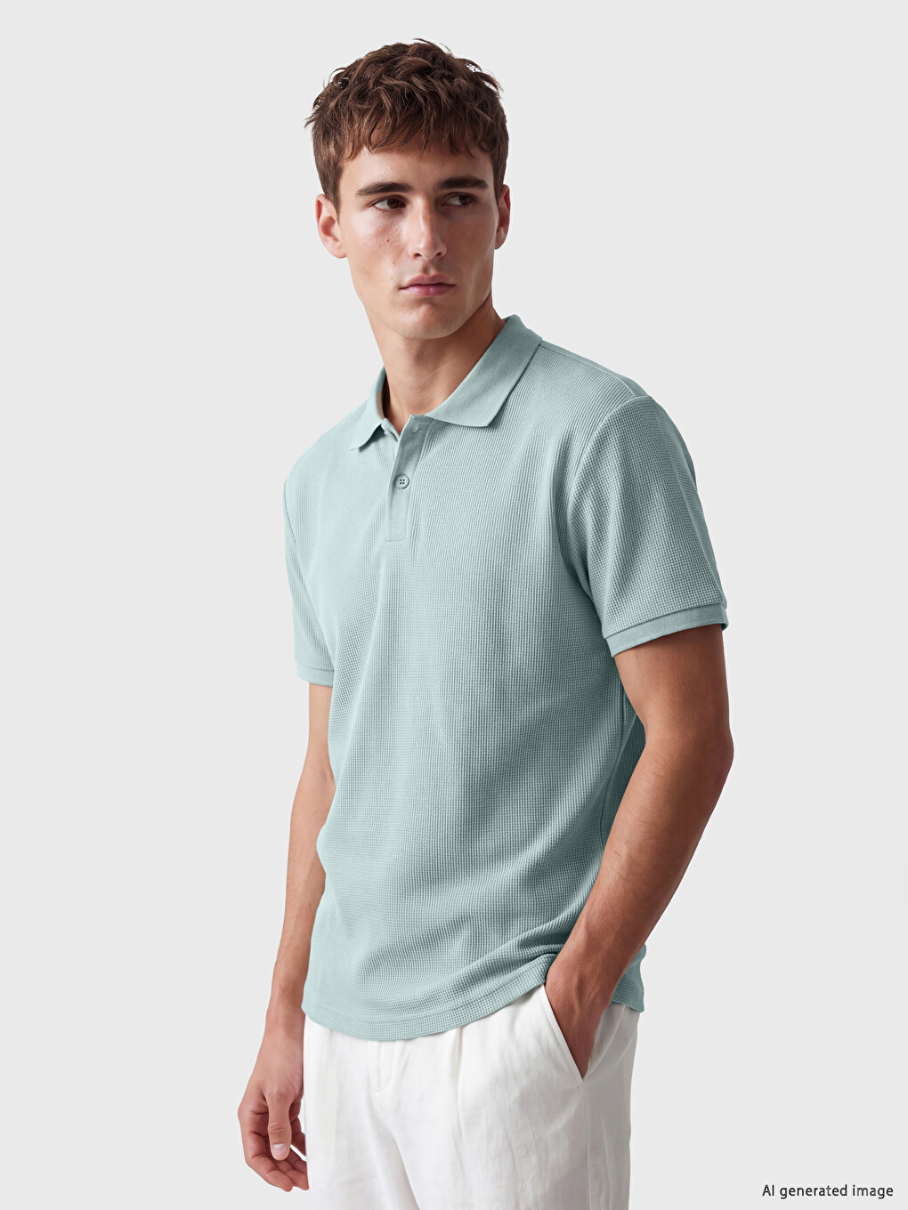 Yeşil Polo Yaka Erkek Tişört-1