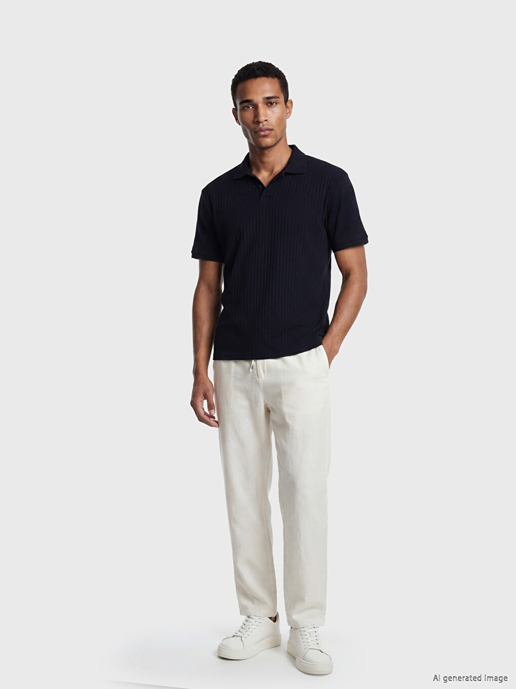 Polo Collar Striped Men's T-Shirt-1