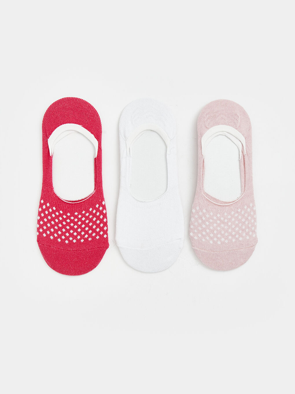 Pembe Kaymaz Topuk Desenli Kadın Babet Çorap 3'lü