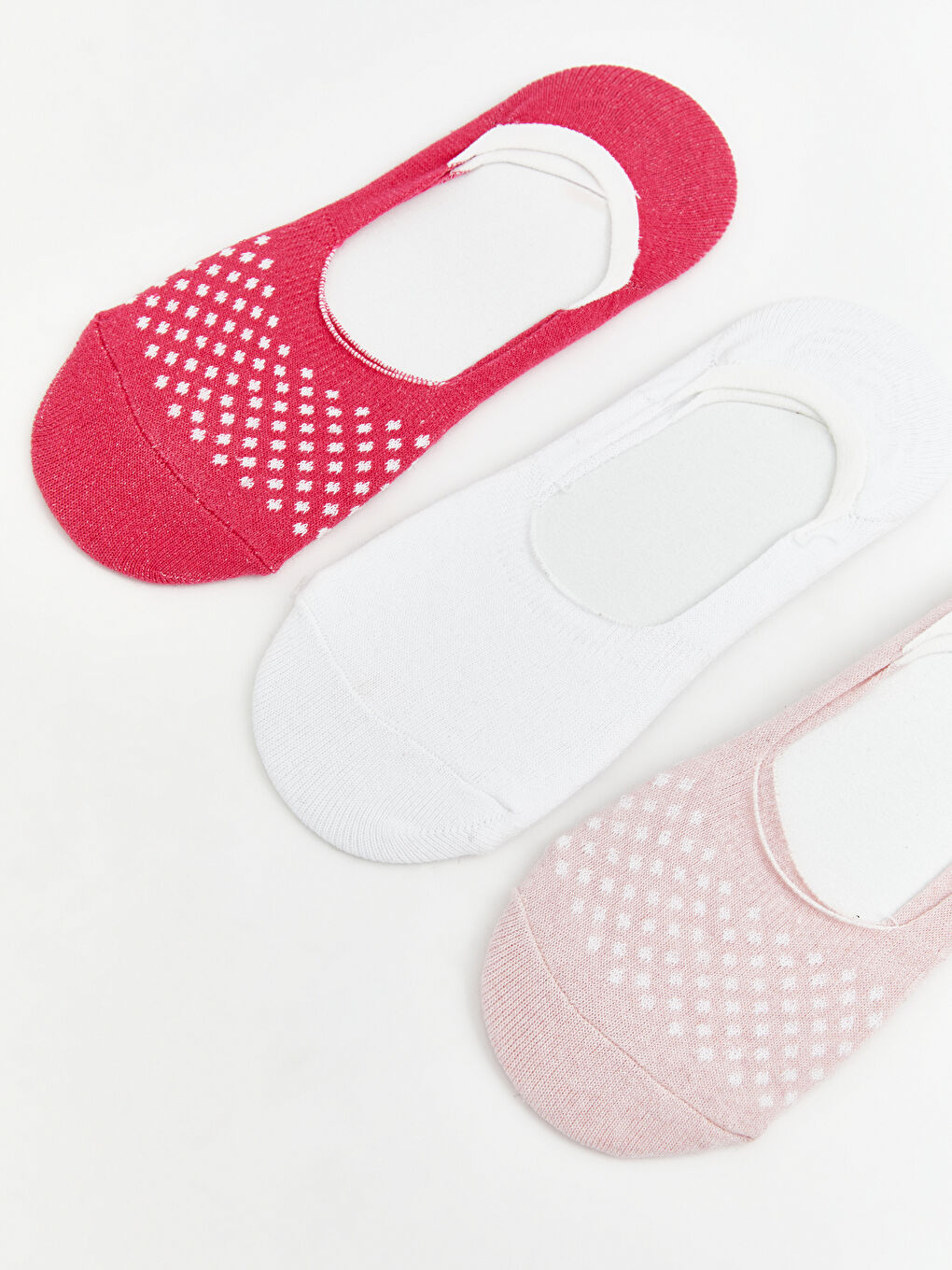 Pembe Kaymaz Topuk Desenli Kadın Babet Çorap 3'lü-1