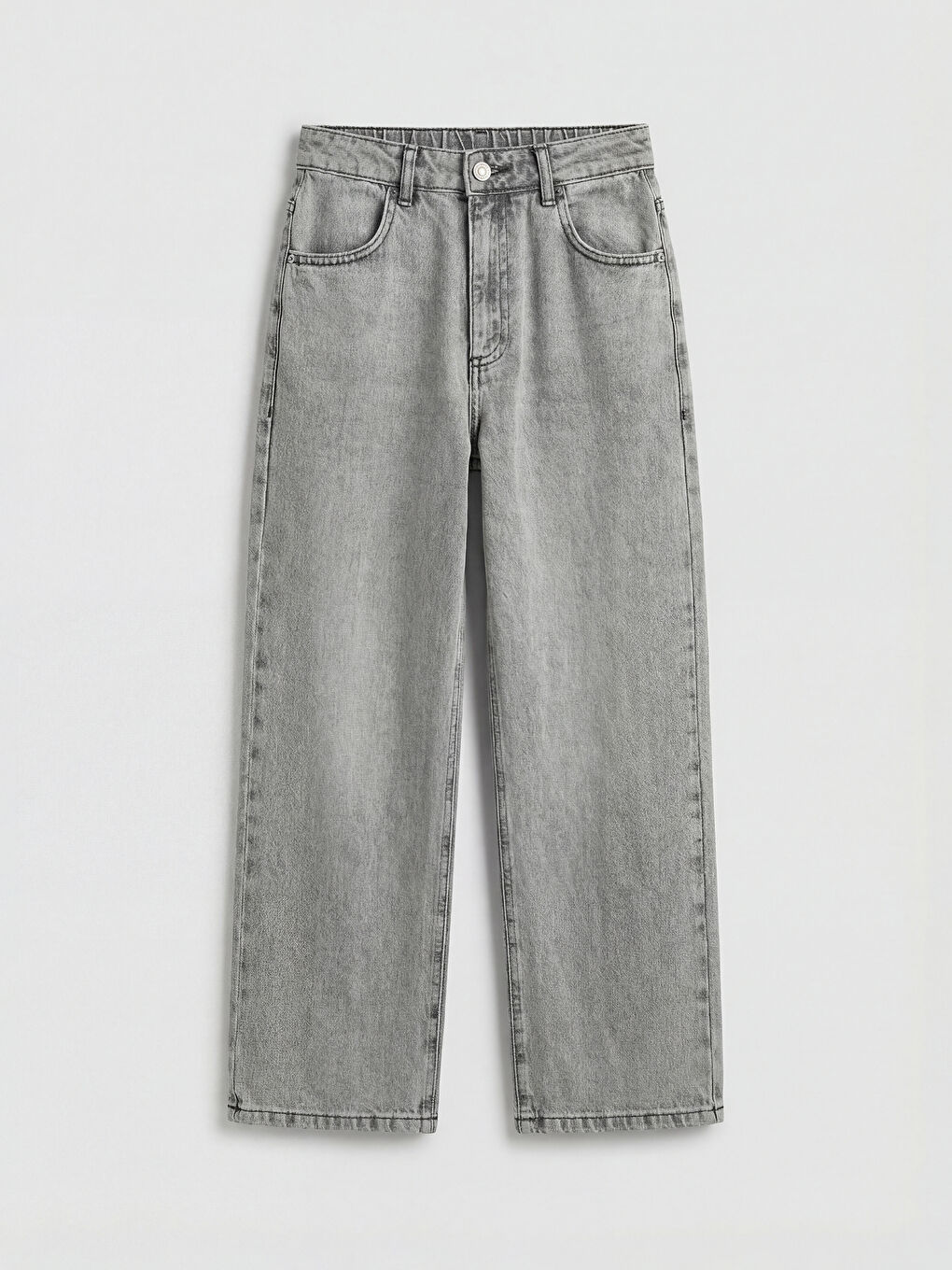 Gri Baggy Fit Erkek Çocuk Jean Pantolon