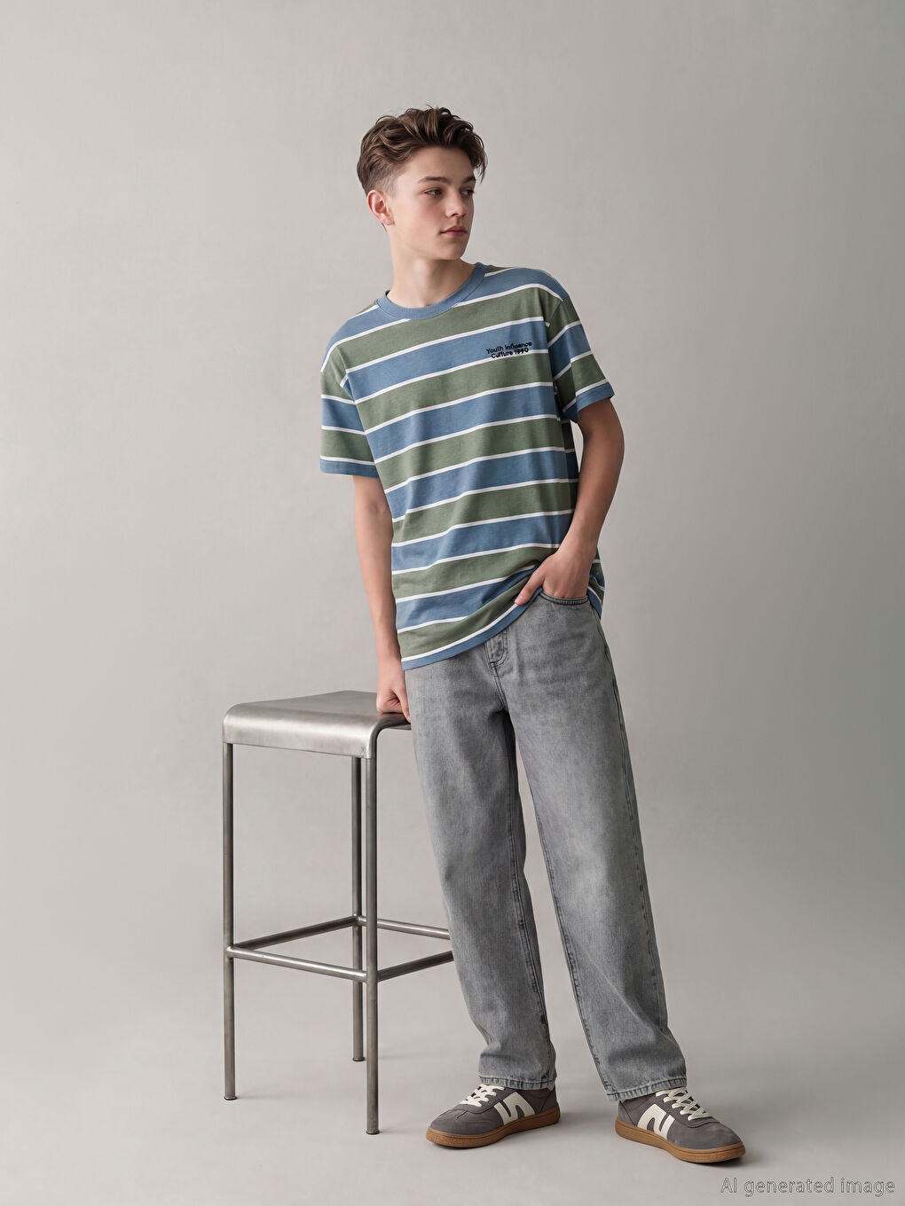 Gri Baggy Fit Erkek Çocuk Jean Pantolon