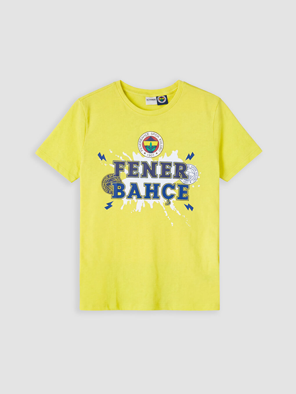 Sarı Fenerbahçe Baskılı Erkek Çocuk Şortlu Pijama Takımı-1
