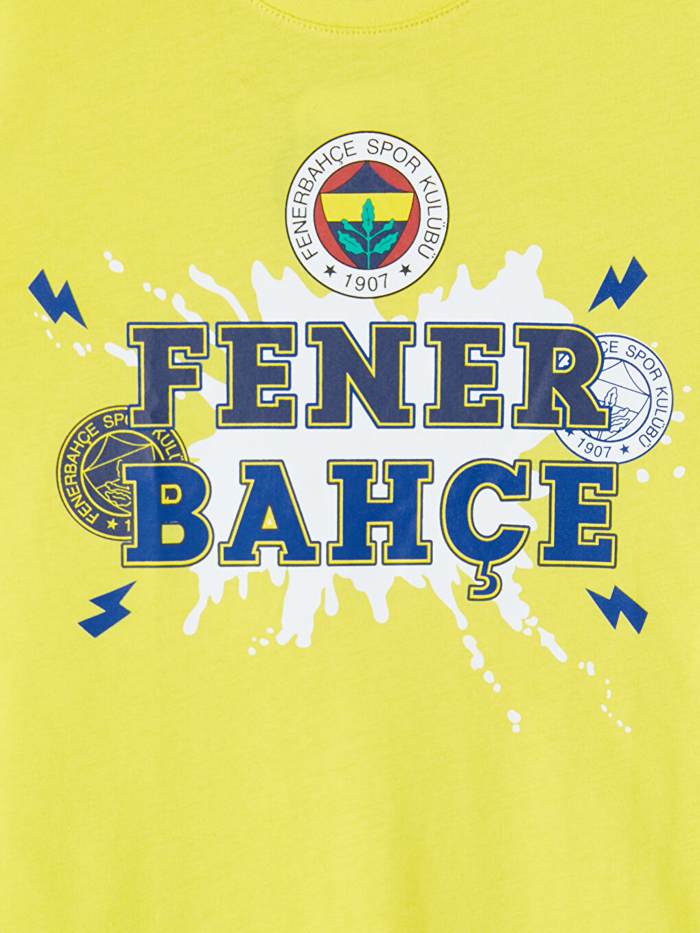 Sarı Fenerbahçe Baskılı Erkek Çocuk Şortlu Pijama Takımı-3