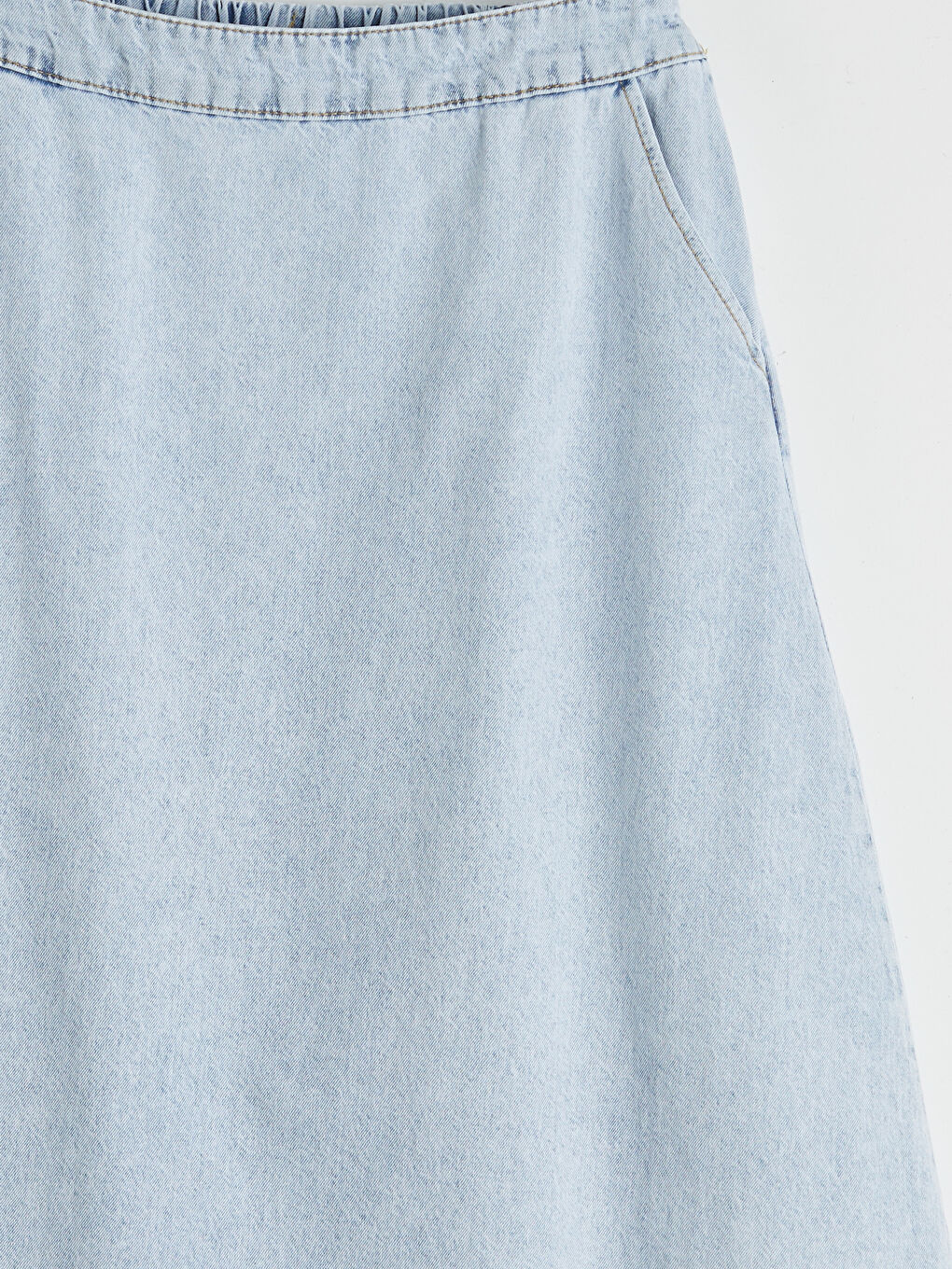 Mavi Beli Lastikli Kız Çocuk Jean Etek-3