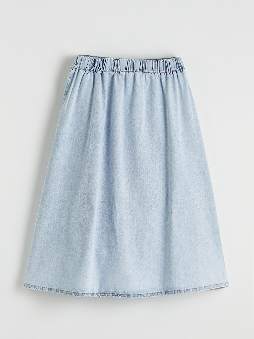 Mavi Beli Lastikli Kız Çocuk Jean Etek-2