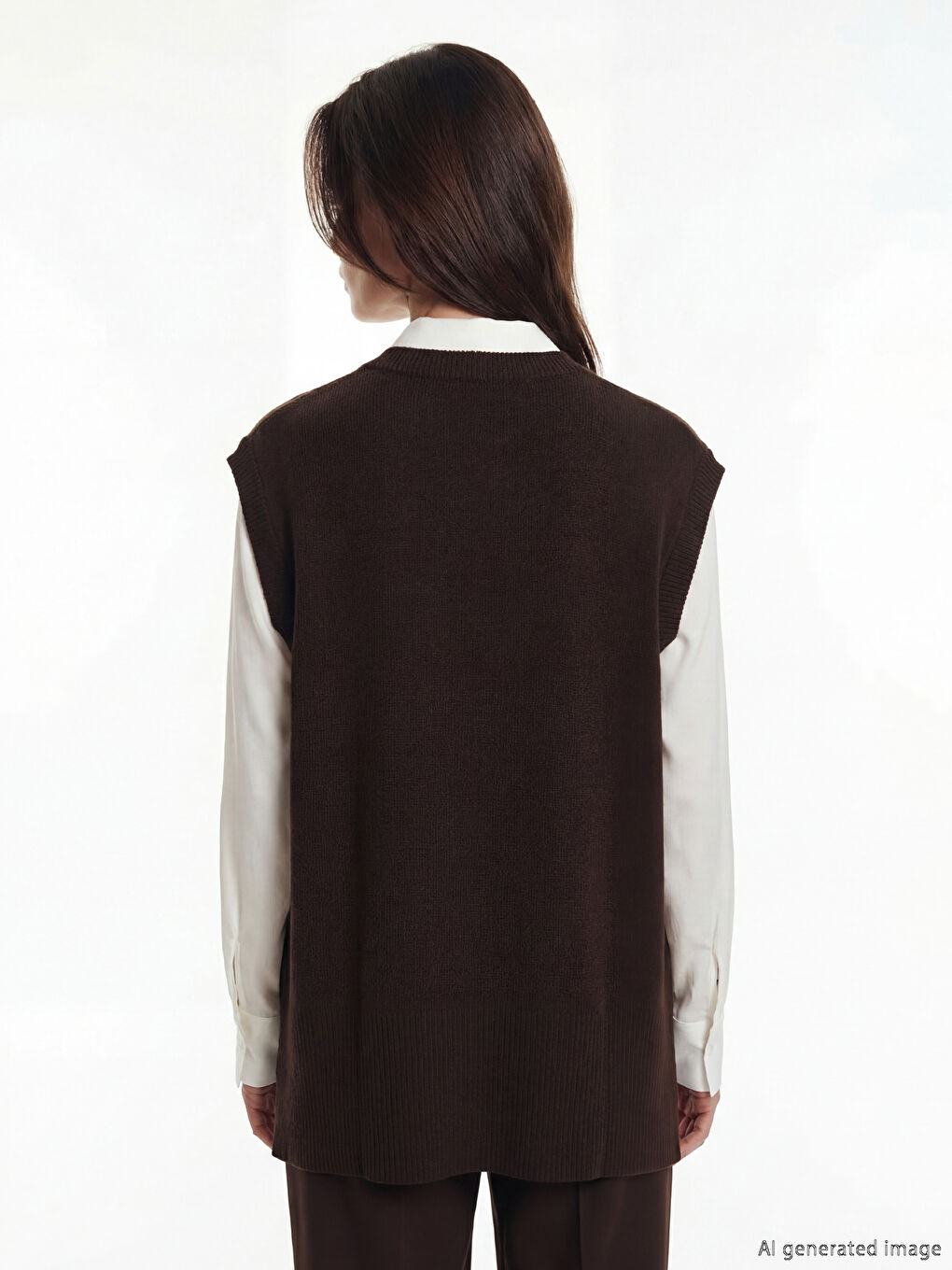 Gilet pull en tricot pour femme à col rond avec ceinture-3