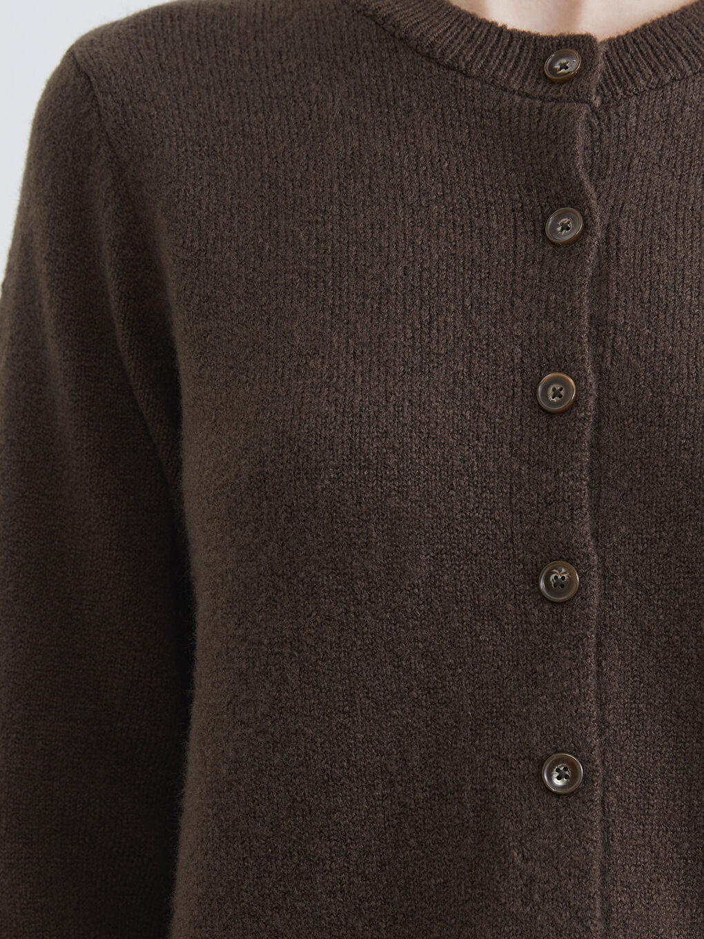 Kahverengi Bisiklet Yaka Kadın Triko Hırka-2