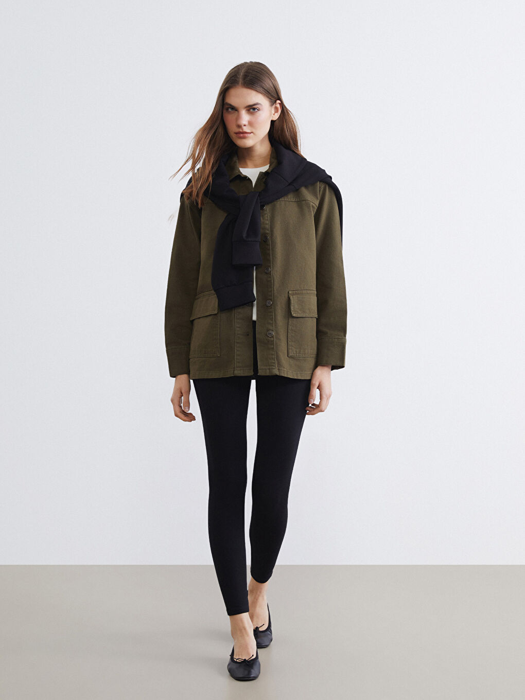 Siyah Beli Lastikli Kadın Tayt Pantolon