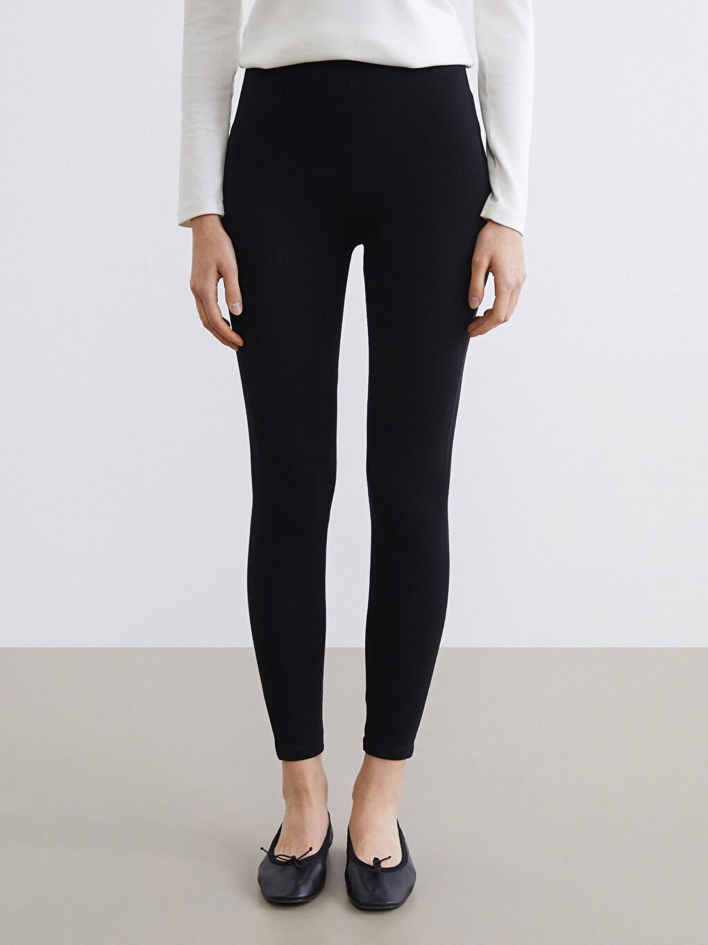 Siyah Beli Lastikli Kadın Tayt Pantolon-2