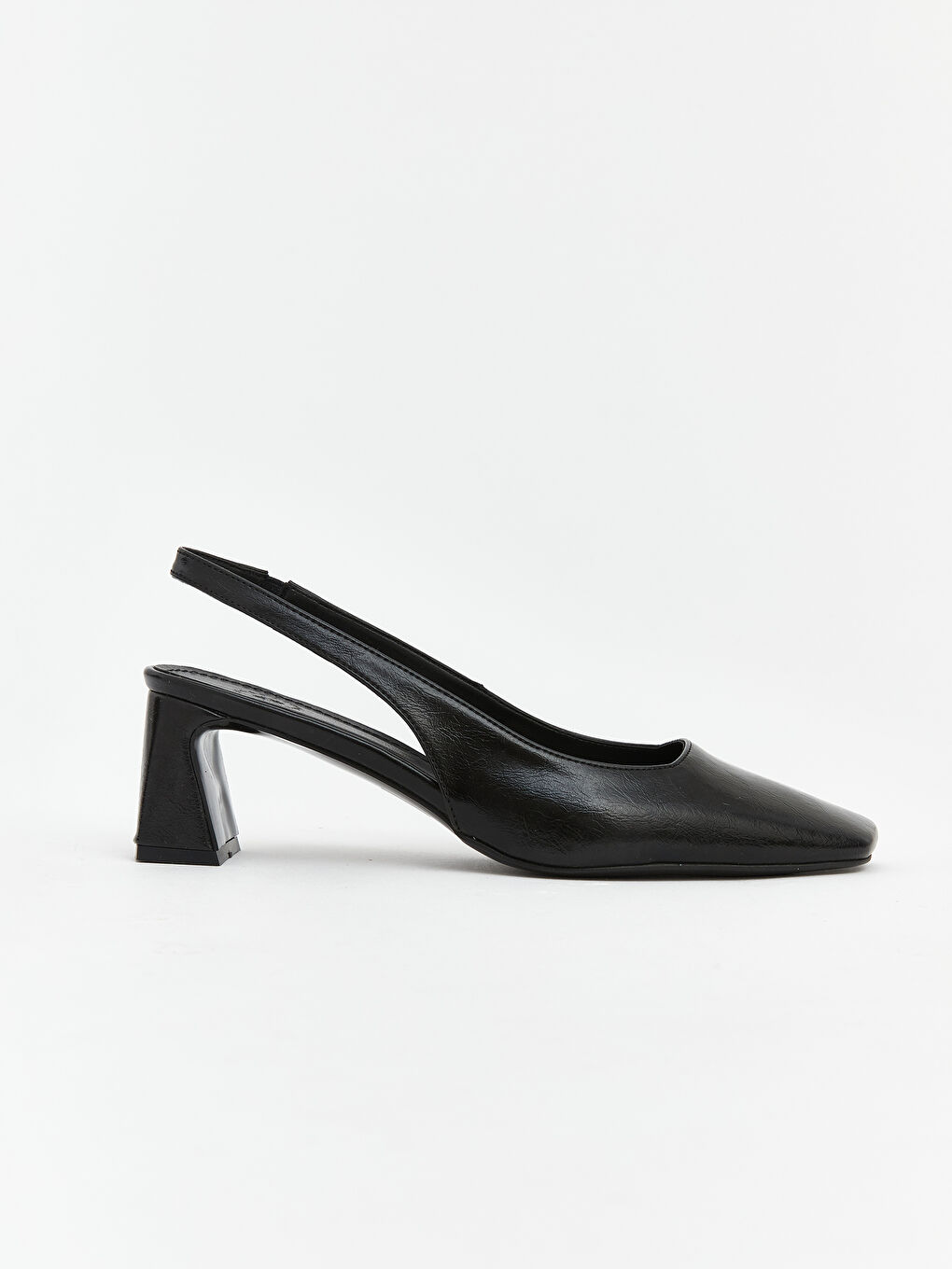 Siyah Küt Burun Kadın Topuklu Ayakkabı-1