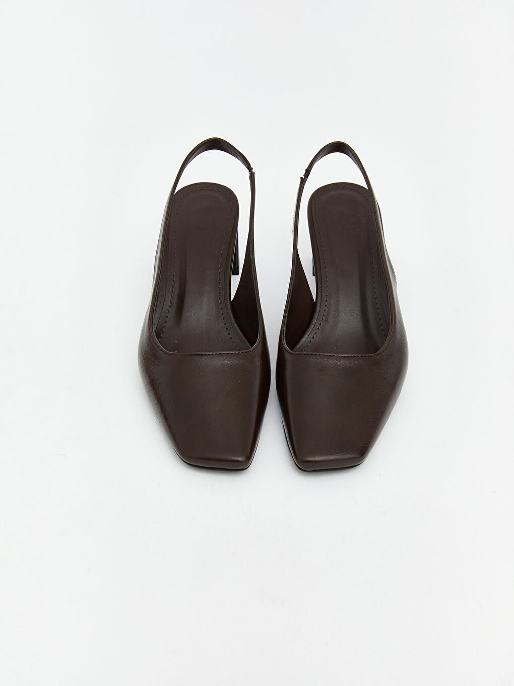 Kahverengi Küt Burun Kadın Topuklu Ayakkabı-2