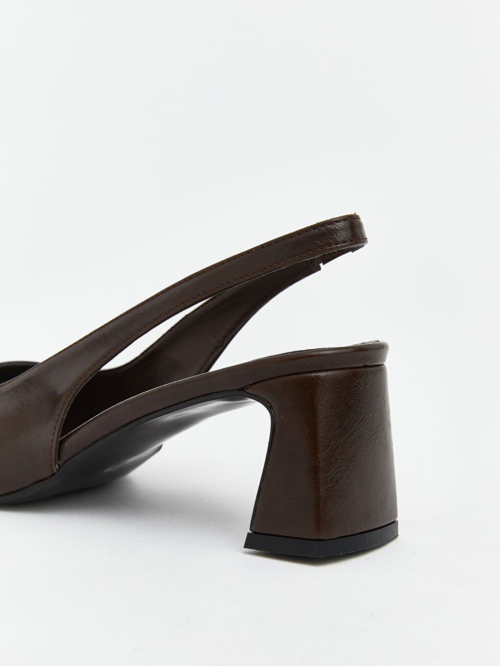 Kahverengi Küt Burun Kadın Topuklu Ayakkabı-4