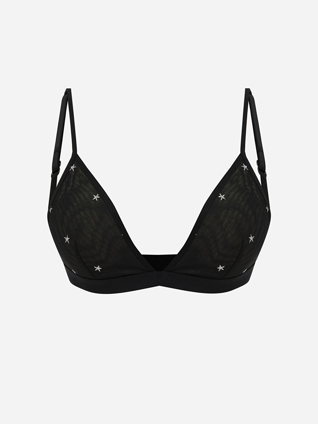 Siyah Yıldız Desenli Balensiz Dolgusuz İlk Sütyen