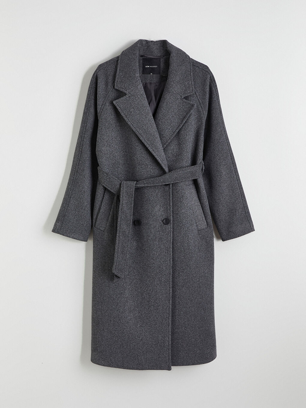 Antrasit Kruvaze Yaka Kadın Kaşe Kaban-5