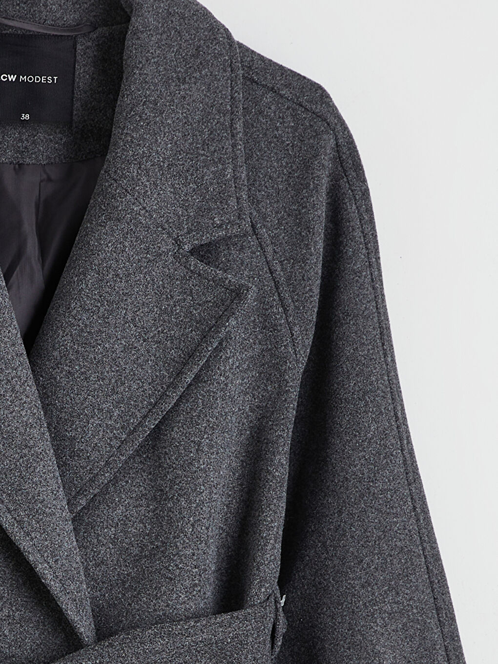 Antrasit Kruvaze Yaka Kadın Kaşe Kaban-7