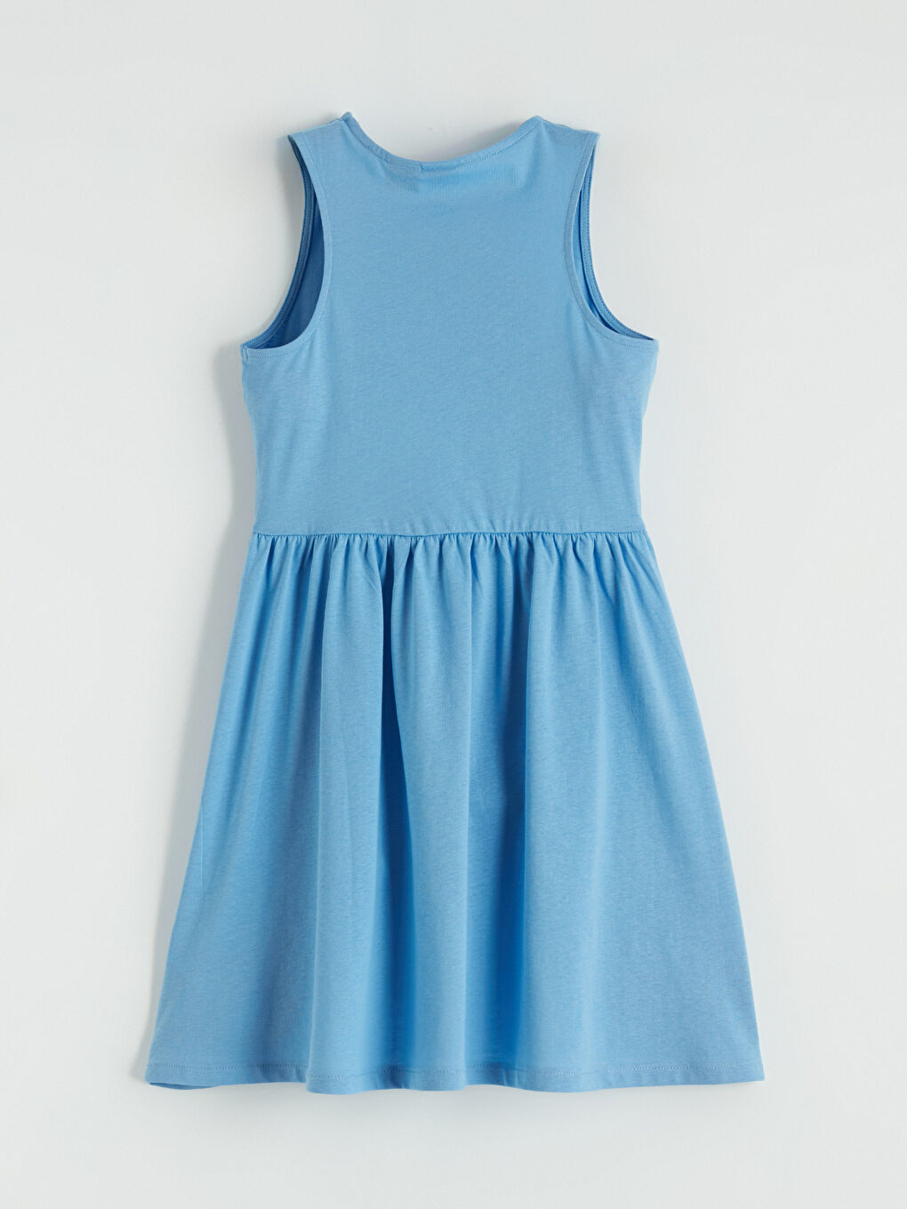 Mavi Stitch Baskılı Kız Çocuk Elbise-2