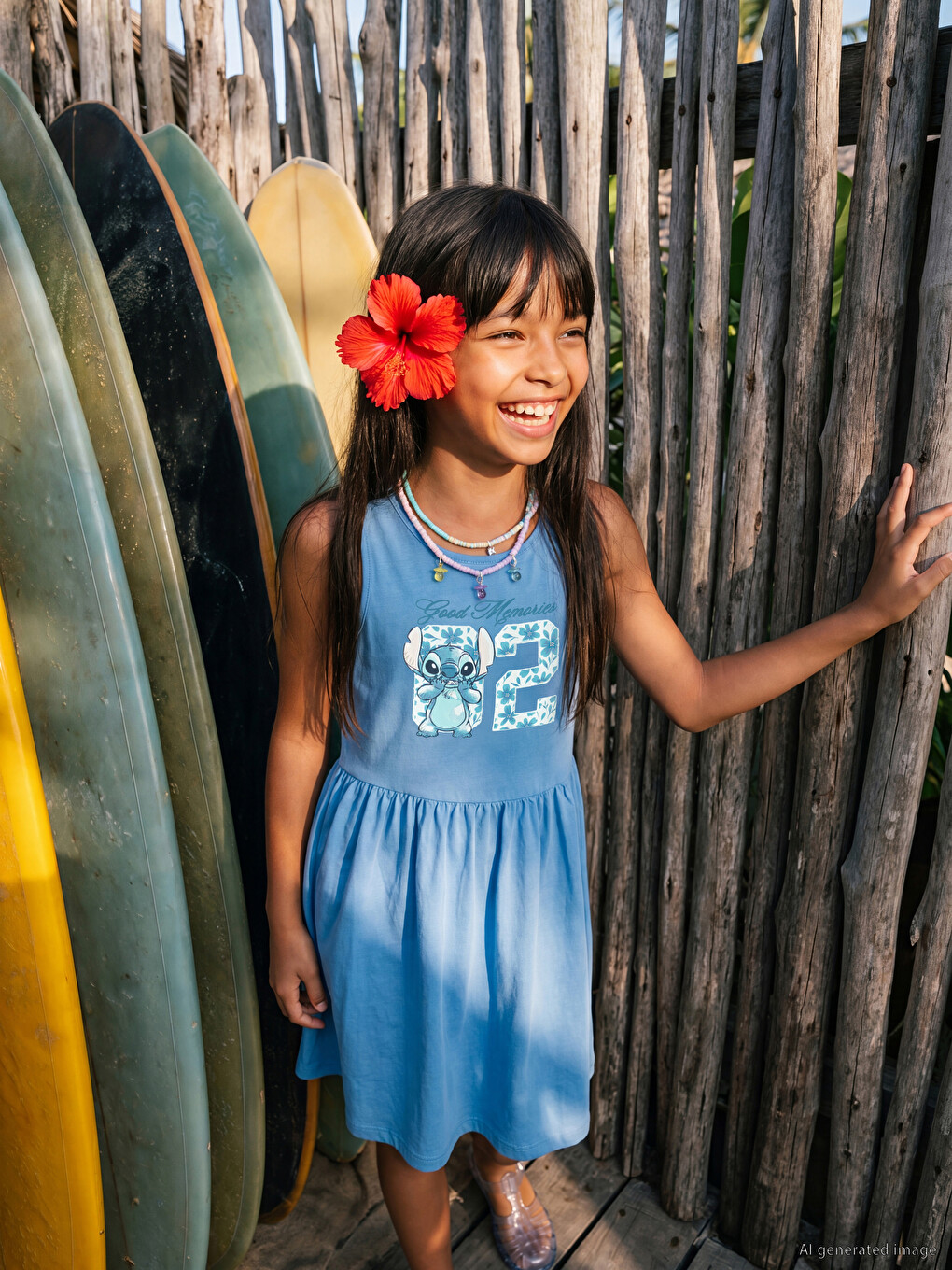 Stitch Printed Girls' Dress