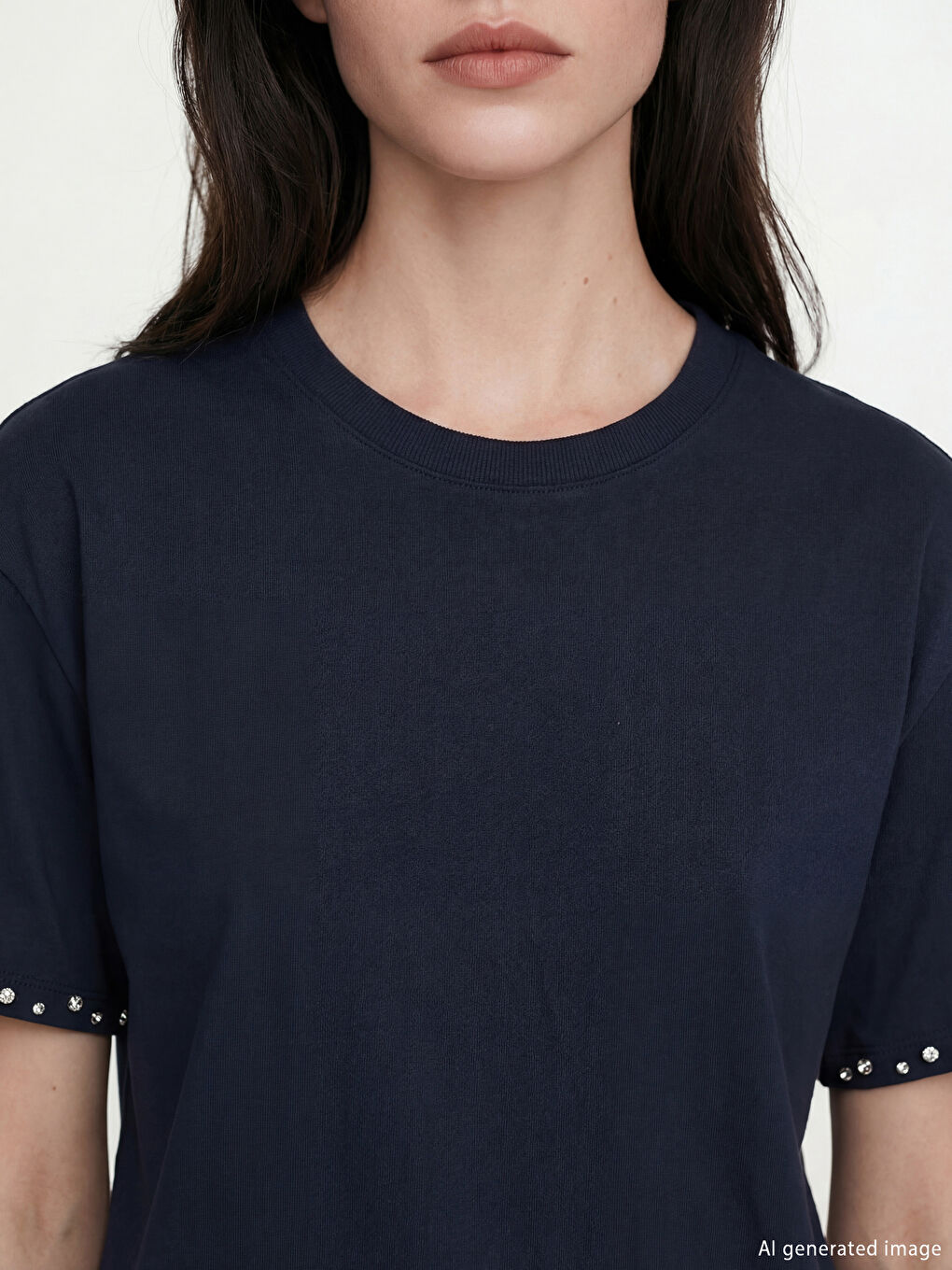 تيشيرت حريمي ناعم بفتحة رقبة على شكل جوهرة.-2