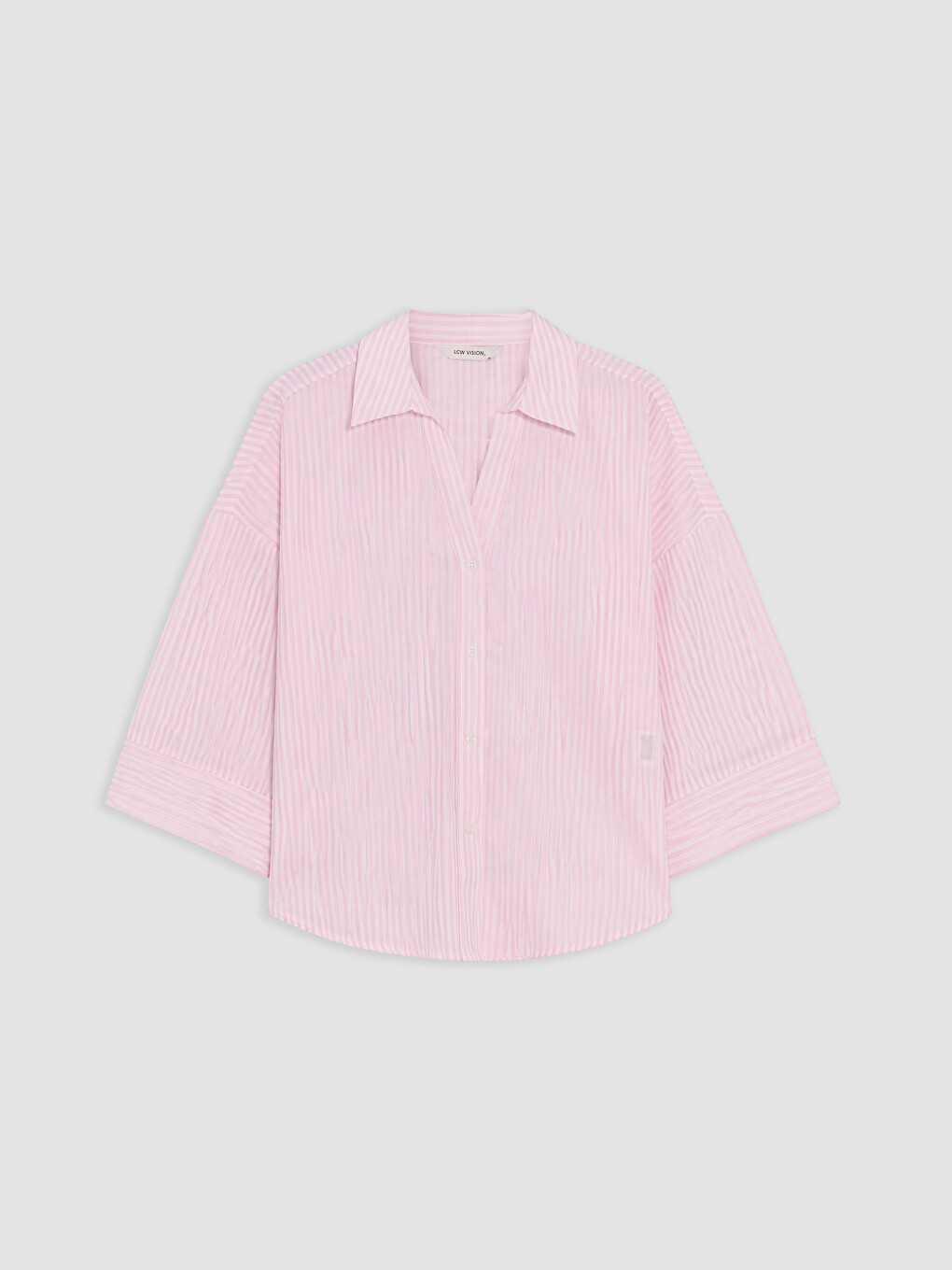 Pembe Çizgili Oversize Poplin Kadın Gömlek