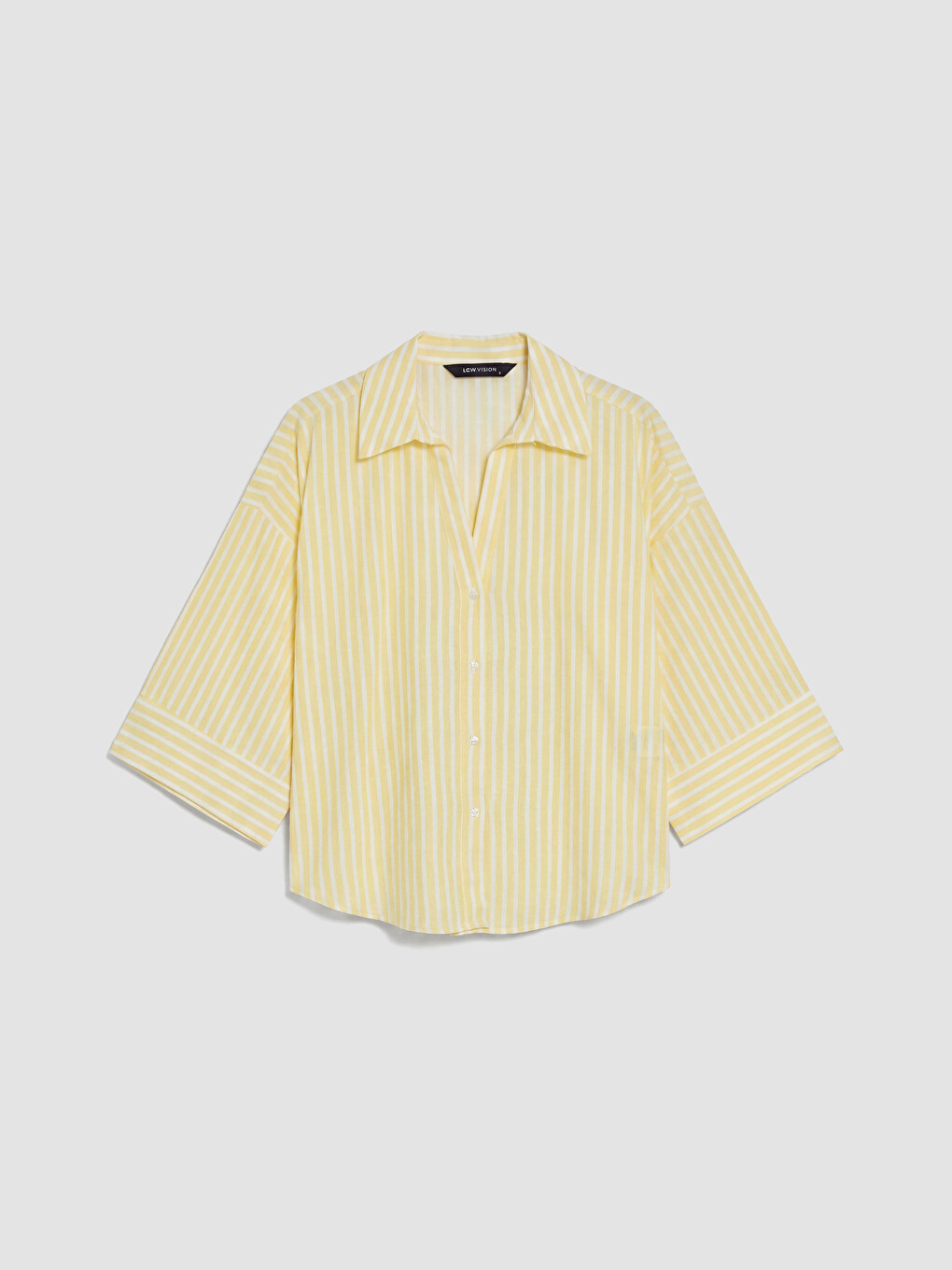 Sarı Çizgili Oversize Poplin Kadın Gömlek