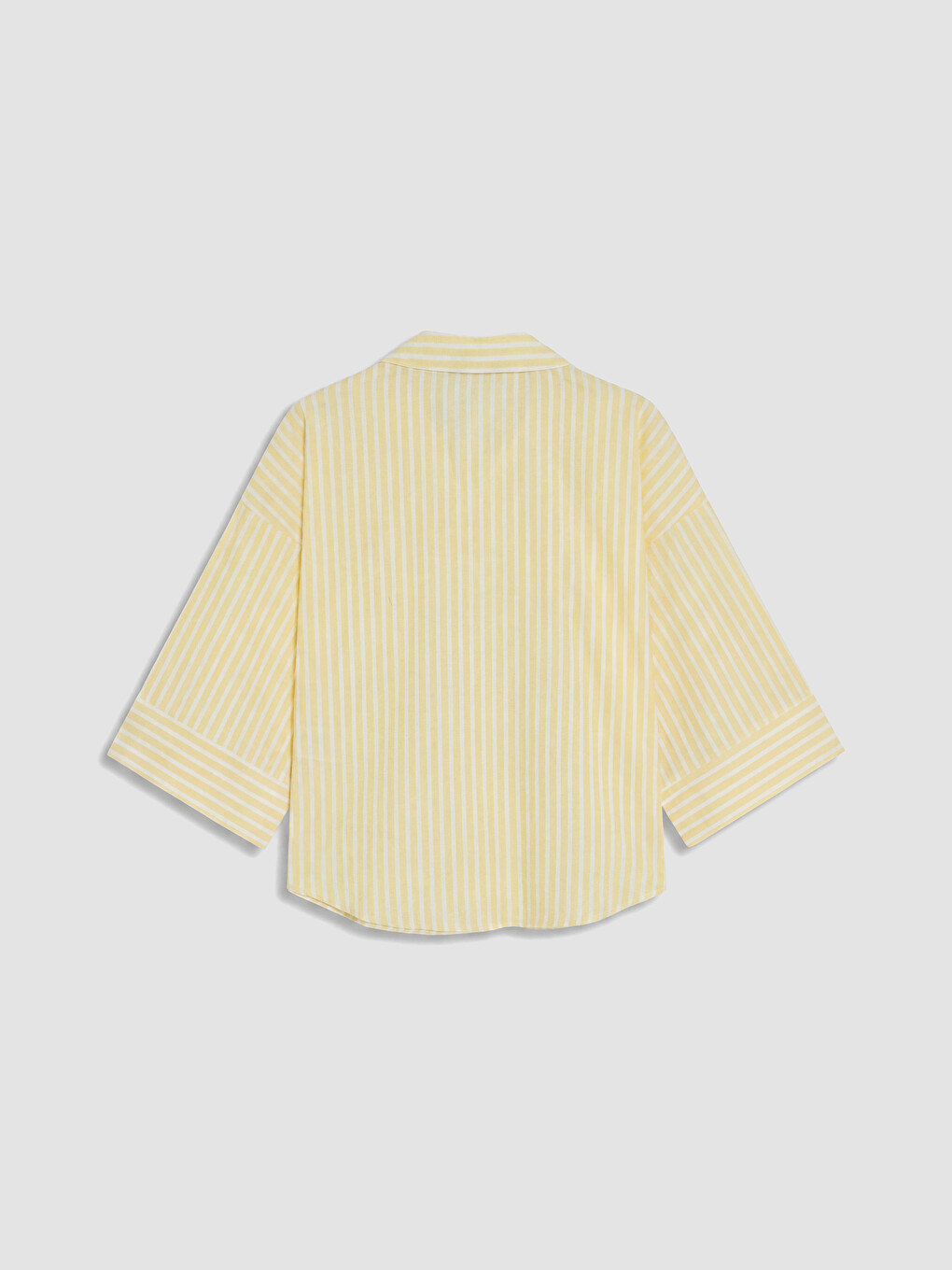 Sarı Çizgili Oversize Poplin Kadın Gömlek-2