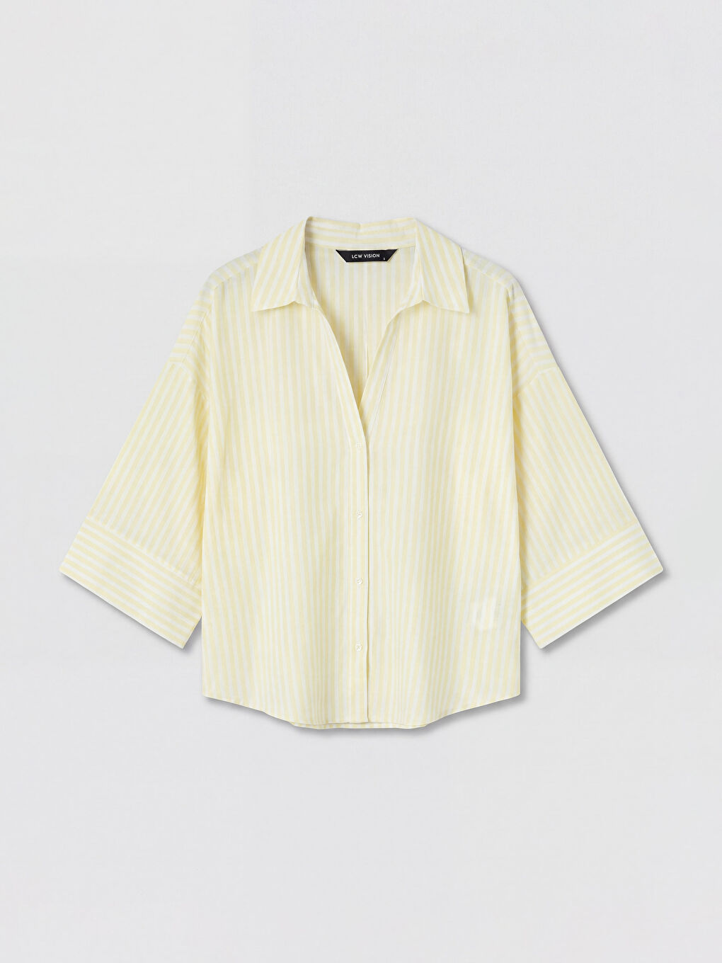 Sarı Çizgili Oversize Poplin Kadın Gömlek	