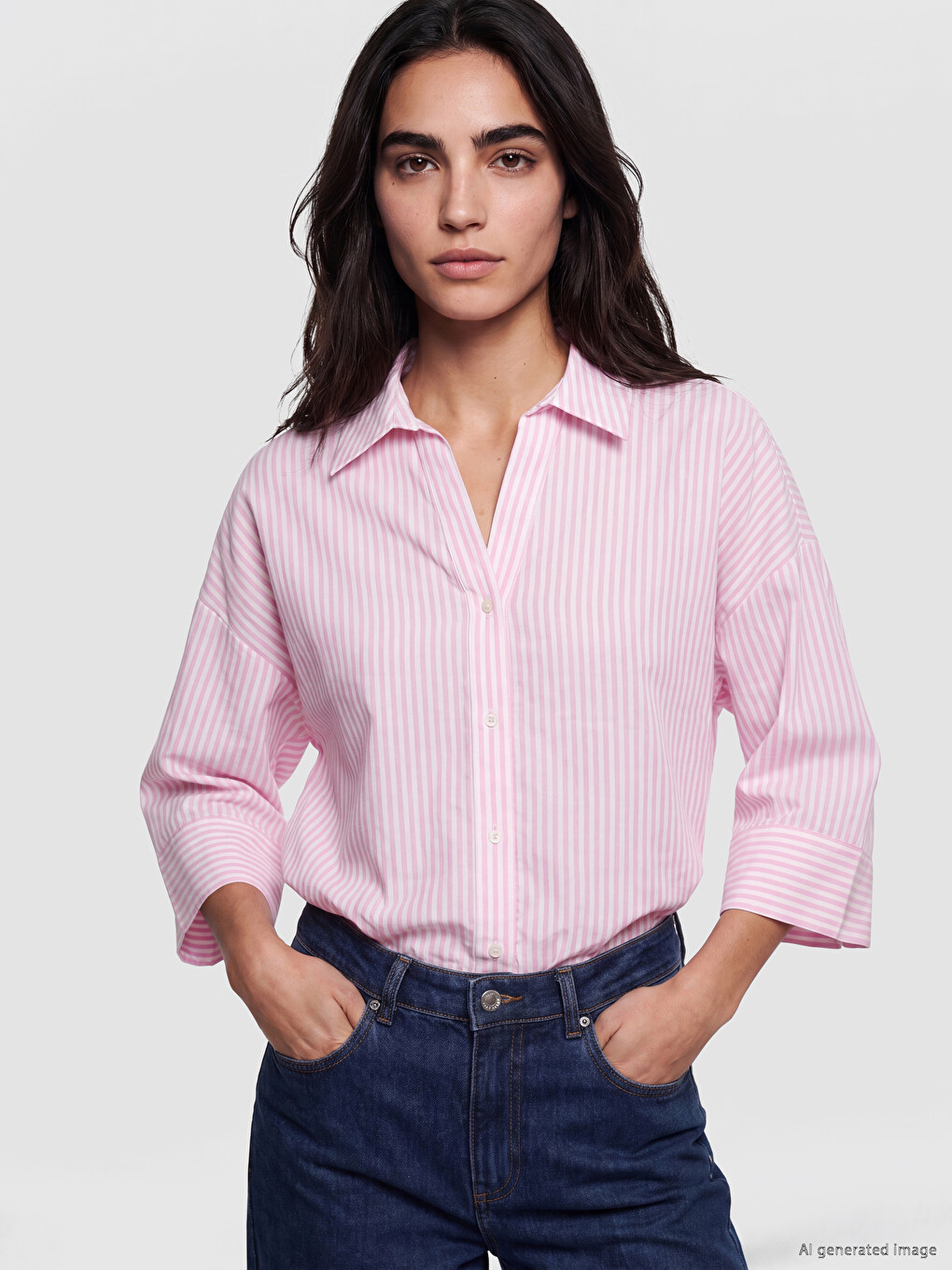 Gestreiftes Oversize Popeline Damen Hemd