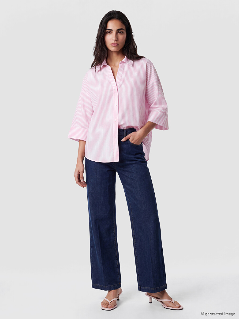 Gestreiftes Oversize Popeline Damen Hemd-1