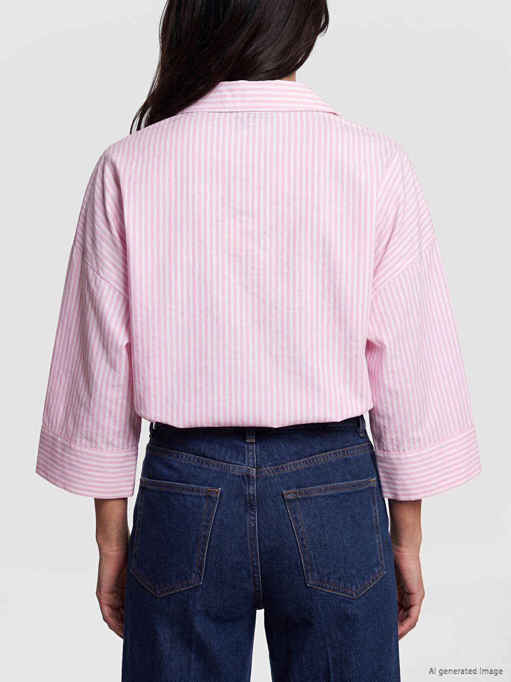 Gestreiftes Oversize Popeline Damen Hemd-3