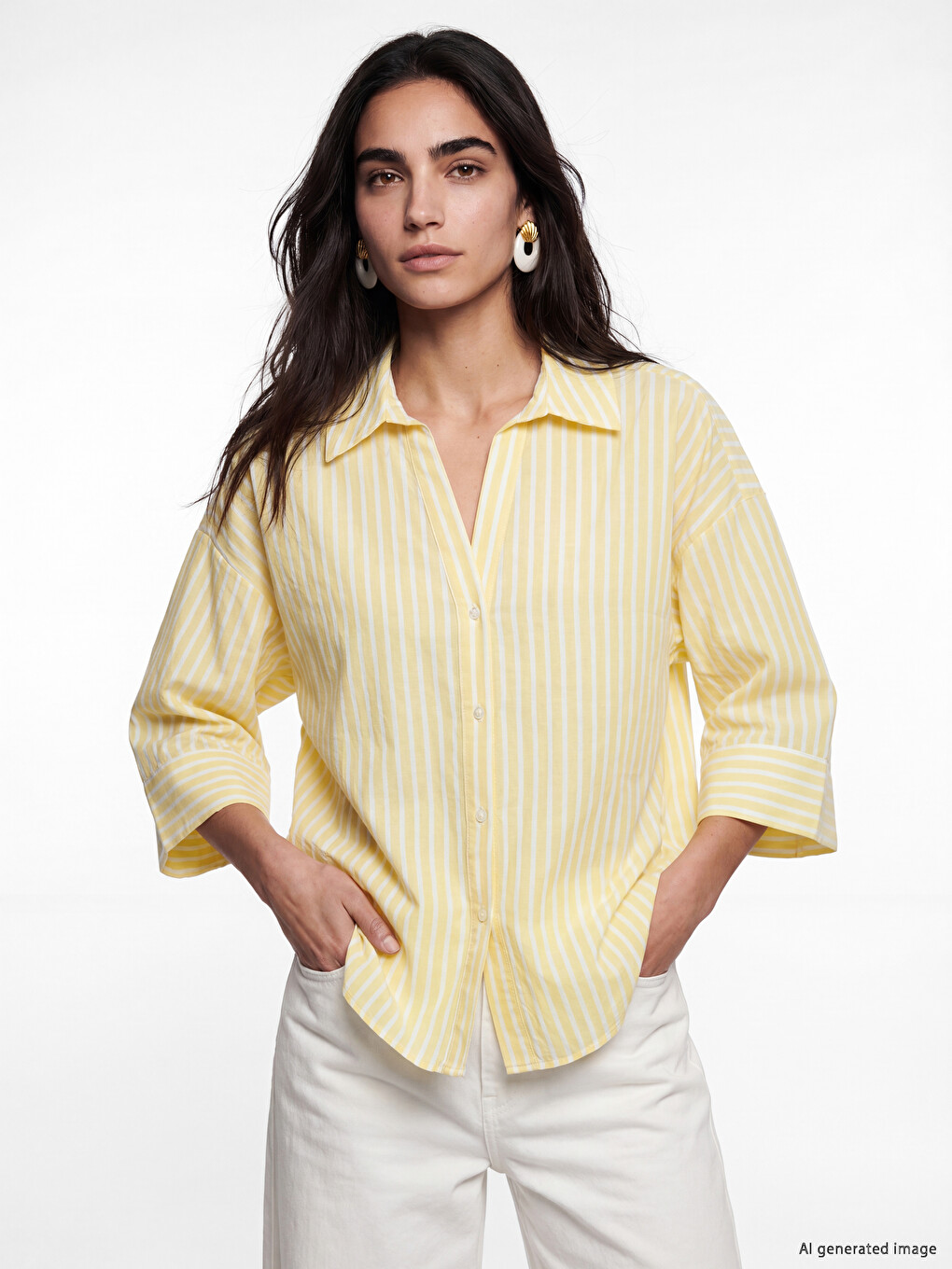 Striped Oversize Poplin Women's Shirt