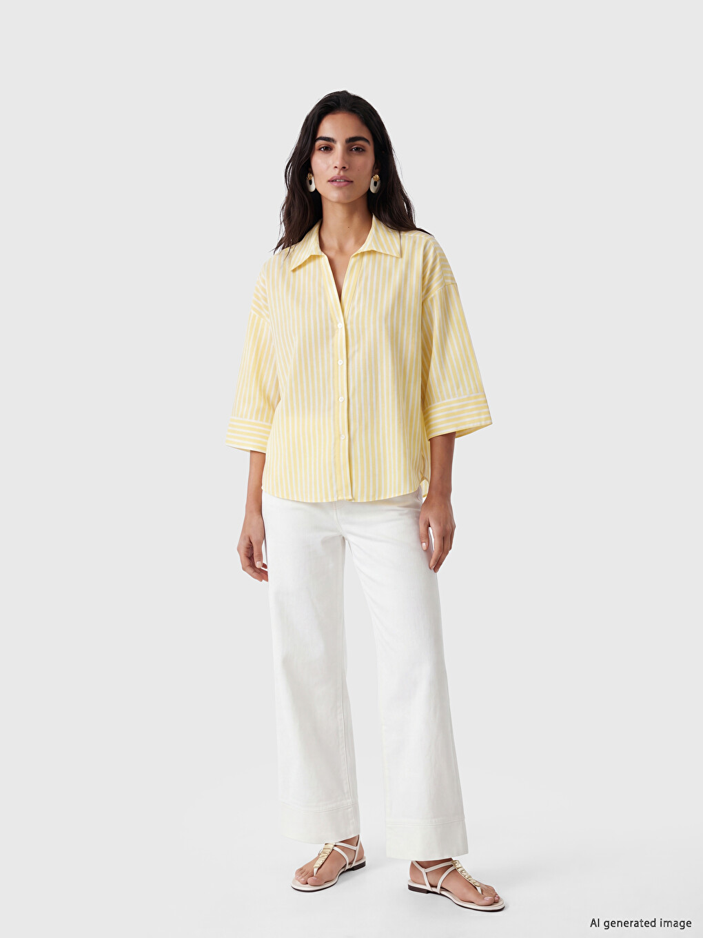 Striped Oversize Poplin Women's Shirt-1