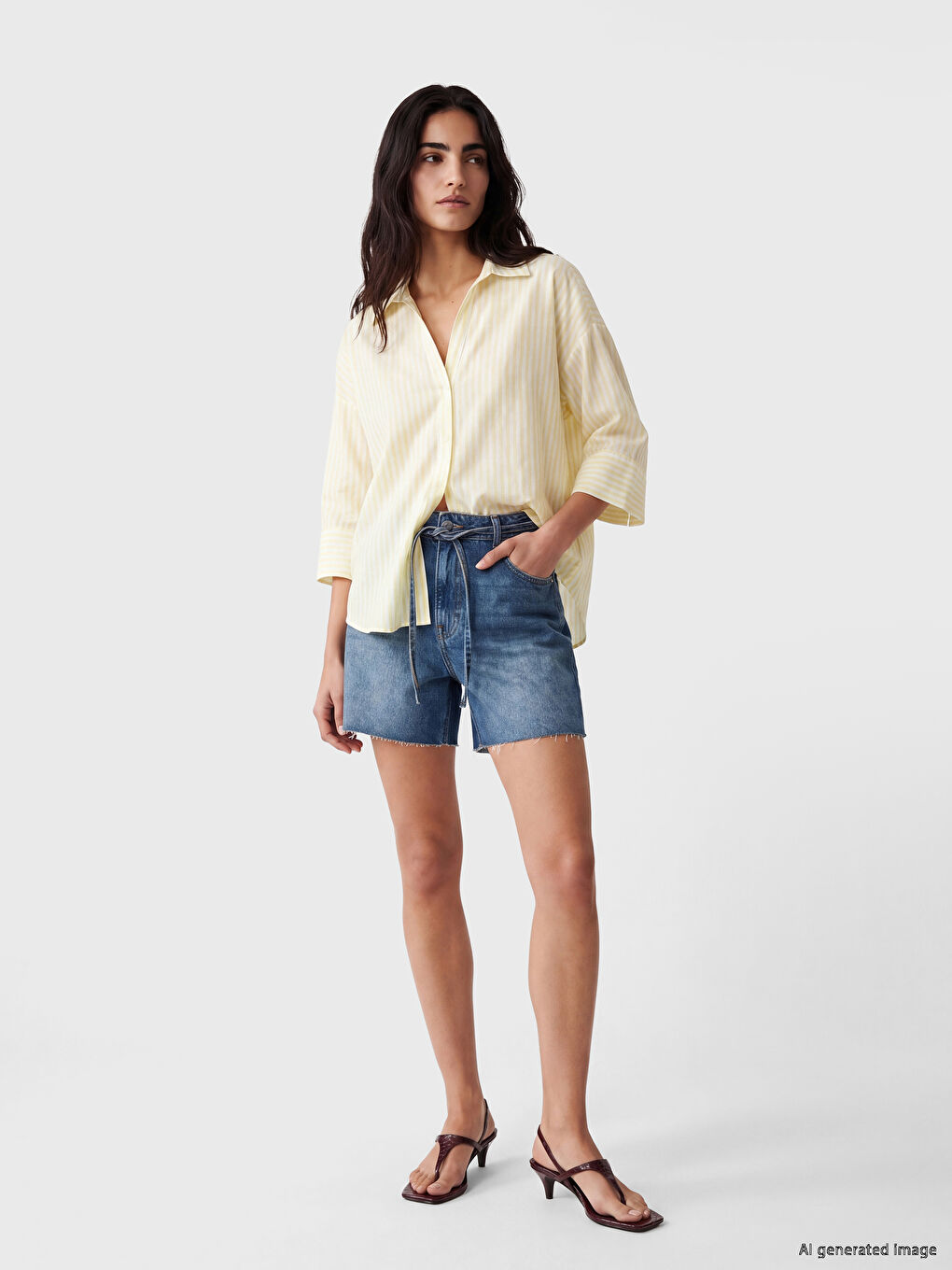 Striped Oversize Poplin Women's Shirt-1