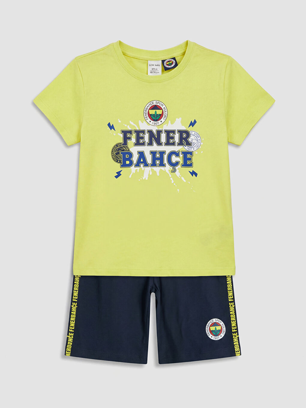 Sarı Fenerbahçe Baskılı Erkek Çocuk Pijama Takım-1