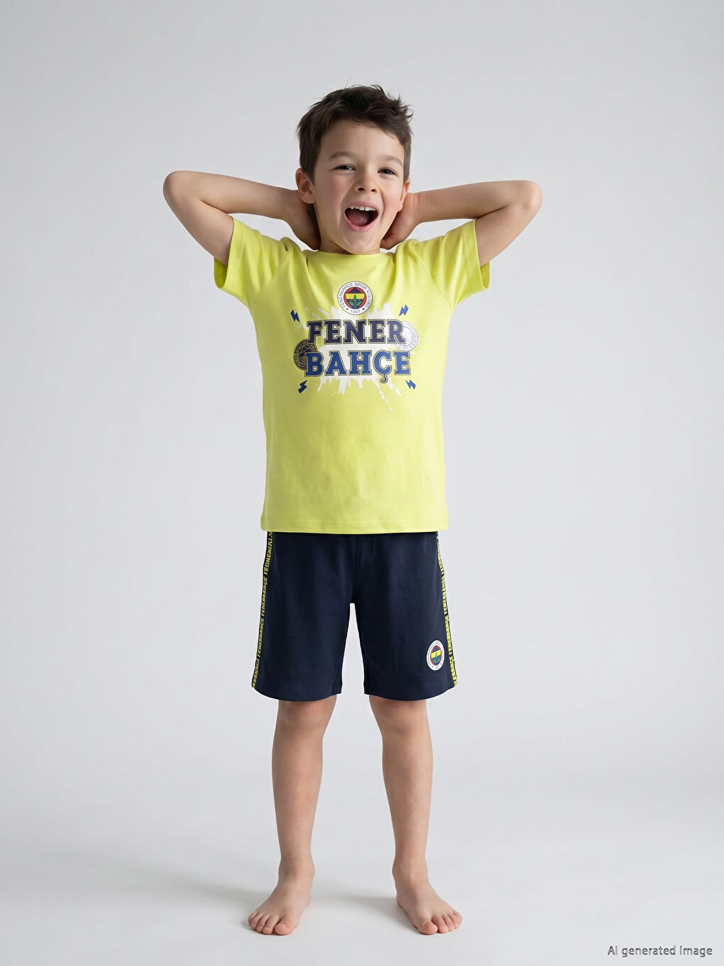 Sarı Fenerbahçe Baskılı Erkek Çocuk Pijama Takım