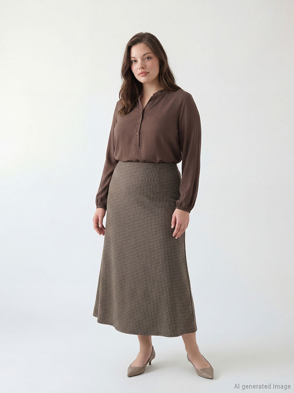 Юбка а-силуэта в клетку с эластичным поясом-1
