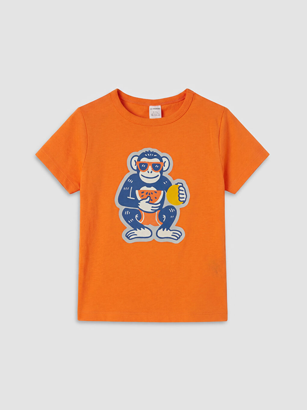 Turuncu Nostaljik Maymun Baskılı Erkek Çocuk Şortlu Pijama Takımı-1