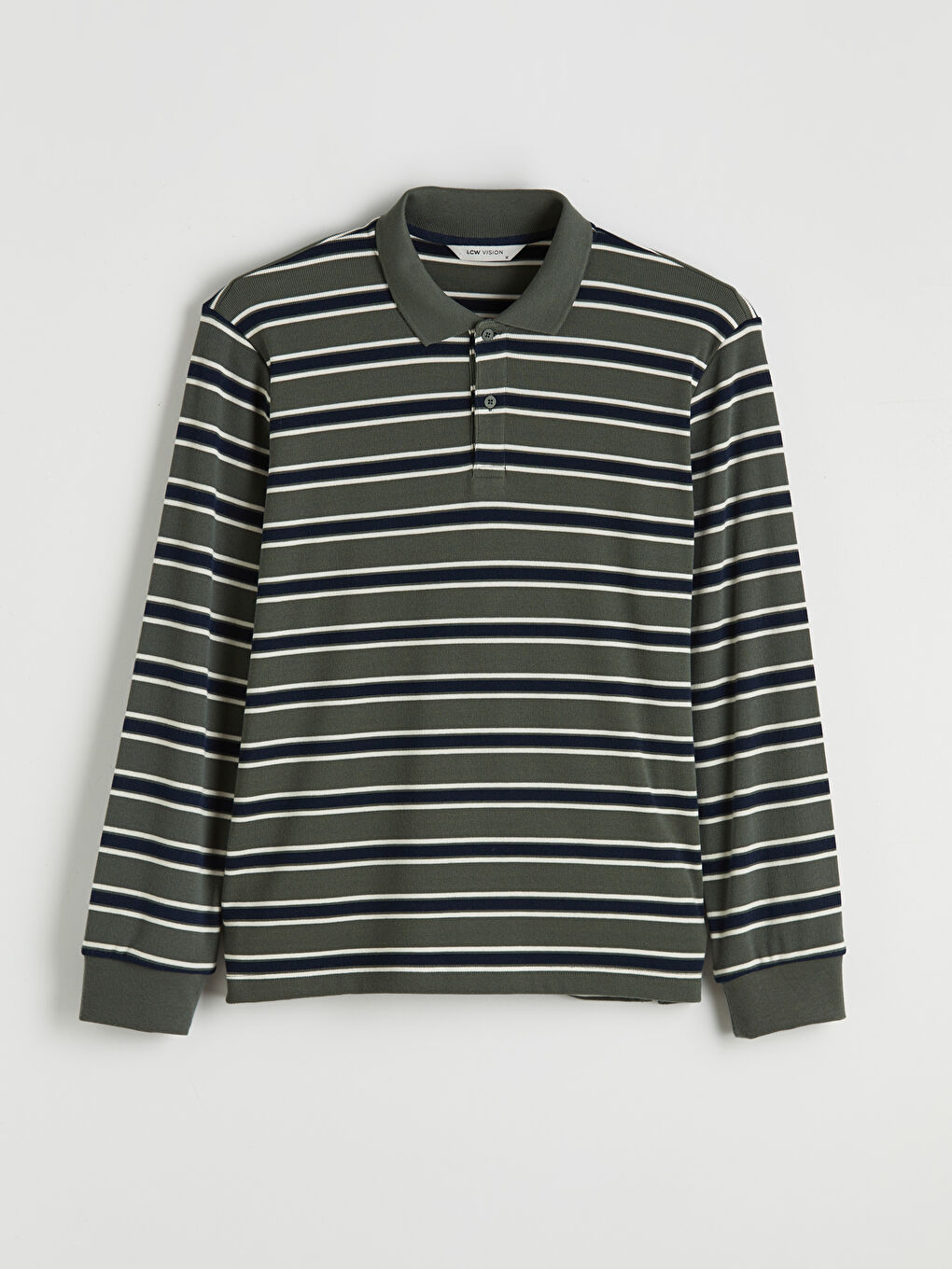 Yeşil Polo Yaka Çizgili Erkek Tişört